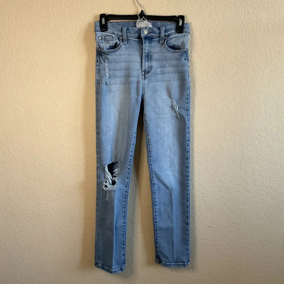 Altar'd State Denim - Altrar'd State Womens Light Wash High Waist Distressed Straight Leg Denim‎ Jeans